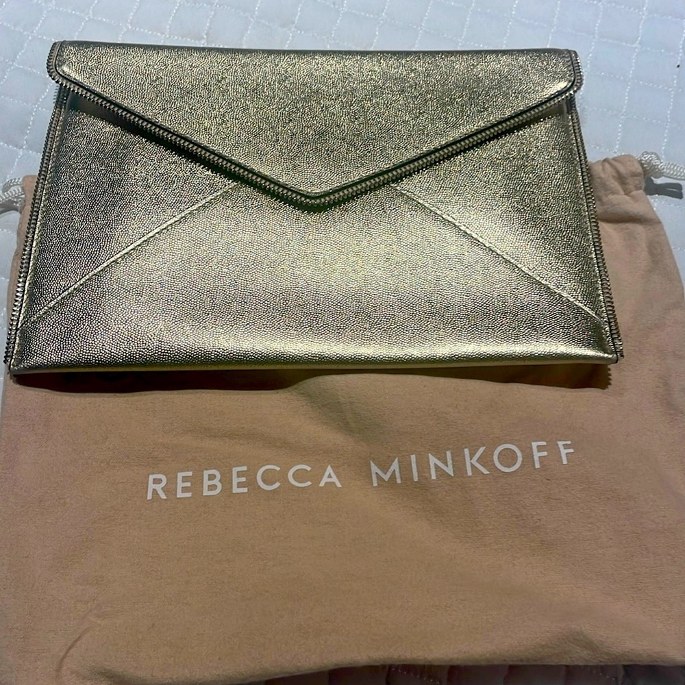 Rebecca minkoff gold metallic clutch